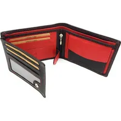 Jockey Club Basic echt Leder Geldbörse Portemonnaie RFID Schutz schwarz rot