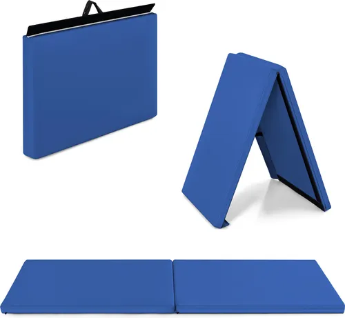 COSTWAY 180x60x5cm Weichbodenmatte - Klappbare Gymnastikmatte - Sportmatte für Yoga, Fitness und Training, dick gepolstert und sicher, ideal für Kinder und Erwachsene, leicht zu transportieren und platzsparend.