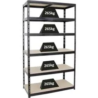 Proregal Schwerlastregal Giant Tiger XL - 220x120x60 cm - Werkstatteinrichtung mit 6 Ebenen und 265 kg Fachlast, ideal für Werkstatt und Garage. Einfache Steckmontage für schnellen Aufbau - auch als Werkbank nutzbar!