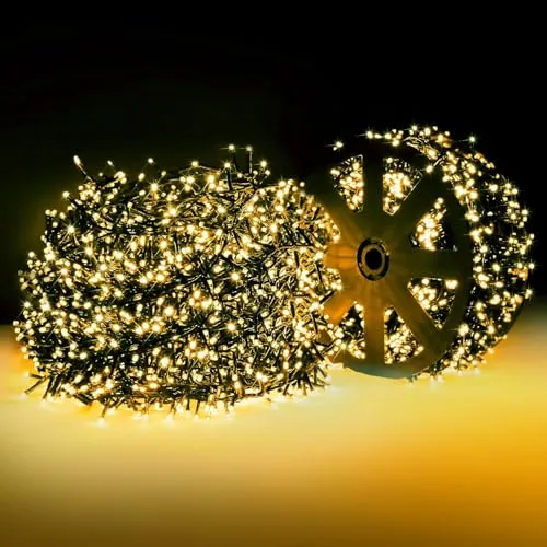 ELKTRY 1000 LED Lichterkette Außen 25M 8 Modi Weihnachtsbeleuchtung Außen innen Strom mit Stecker, Warmweiß Wasserdicht Cluster Lichterkette für Weihnachtsbaum Garten Party Geburtstag Hochzeit