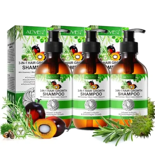 P-Beauty Haarwachstums-Shampoo 3 x 300ml - Shampoos mit Rosmarin, schwarzem Rizinus und Batana für intensive Pflege, stärkt und repariert das Haar, fördert gesundes Wachstum und verleiht glänzendes Volumen.