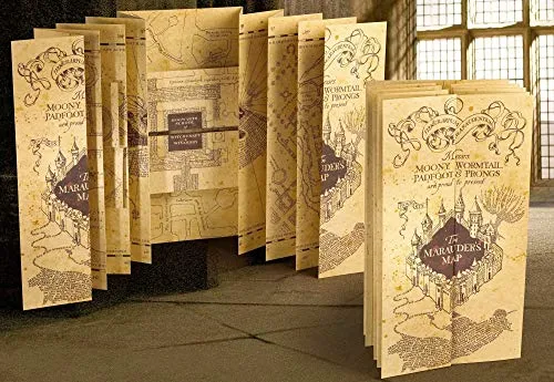 The Noble Collection Replik Karte des Rumtreibers – Harry Potter NN7888 - Nachbildung & Requisiten – Erleben Sie die magische Welt von Harry Potter mit dieser detailgetreuen Karte, die Ihnen zeigt, wo sich Geheimgänge und Schulbewohner befinden!