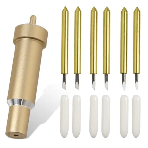 Premium Feinschnittklinge mit Gehäuse, Mehrwinkel Cricut Zubehör 30°Klinge, 45°-Klinge und 60°-Klingen, Maker 3 Klingen,Ersatzklingen Kompatibel mit Explore Air/Air 2/Maker 3,Gold