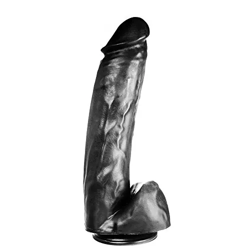 Dildorama 515 Modell S19B - 14 Zoll (36,5 x 8,2 cm) - sehr naturgetreuer Dildo, schwarz, mit Hoden, Adern und Saugnapf, phtalatfrei