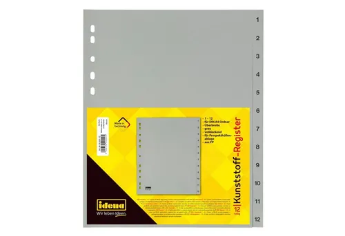 Idena Hefter Idena Kunststoffregister A4 1 bis 12 grau PP von Idena
