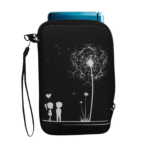 kwmobile Tasche kompatibel mit Nintendo 3DS XL - Neopren Hülle - Pusteblume Love Weiß Schwarz