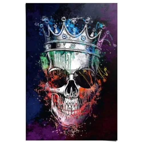 REINDERS Poster, Graffiti Totenkopf, Teenager Zimmer, Poster, Wanddeko, Room Decor, 150 gr. glänzend Bilderdruckpapier, Schwarz, 91,5x61cm