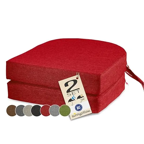 sunnypillow 2er Set Stuhlkissen Outdoor in rot von sunnypillow