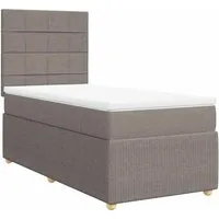 vidaXL Boxspringbett mit Matratze Taupe 100x200 cm - Bequeme Boxspringbett-Kombination mit Taschenfederkernmatratze für optimalen Schlafkomfort. Inklusive höhenverstellbarem Kopfteil und stimmungsvollem LED-Licht für dein Schlafzimmer.