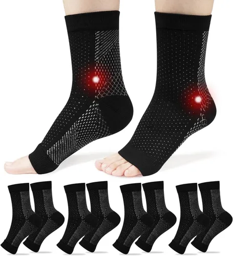 Orthopädische Kompressionssocken Schwarz S/M – 4 Paar für optimalen Tragekomfort - Hochwertige Kompressionssocken in Schwarz, ideal für den täglichen Einsatz. Unterstützen die Fußpflege und bieten angenehmen Tragekomfort.