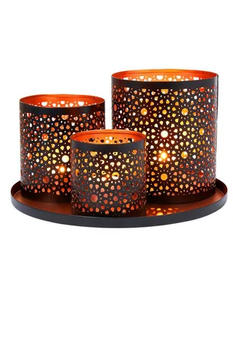 Marrakesch Orient & Mediterran Interior Windlicht Geschenkset - Windlichter Deko Set mit handgefertigten Metallwindlichtern, die das Kerzenlicht zauberhaft reflektieren. Perfekt für jeden Einrichtungsstil und bringt einen magischen Hauch des Orients in Ihr Zuhause.