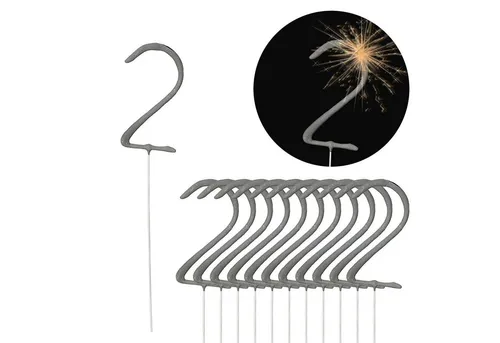 CEPEWA Geburtstagskerze Wunderkerze Zahl Zwei 12er Set Brenndauer 40-45 sek. Sternsprüher
