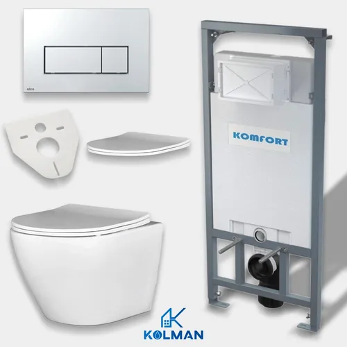 Spülrandloses Wand-Hänge WC Set mit Vorwandelement und Schallschutz