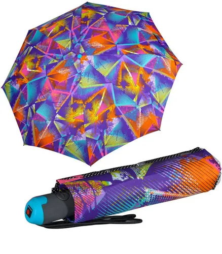Knirps Damen Taschenschirm E.200 Duomatic Surf – Bunter Begleiter