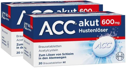 Sparset ACC akut 600 mg Hustenlöser - 2 x 20 Brausetabletten - Medikamente bei Erkältung: Effektiver Hustenlöser mit 600 mg pro Brausetablette für schnelle Linderung und Gratis-Versand für Bonuskunden!