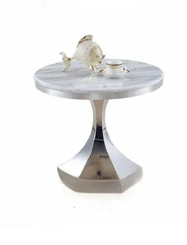 Eleganter Beistelltisch aus Edelstahl – Modern und Stilvoll - Beistelltisch aus hochwertigem Edelstahl, rund und kompakt. Ideal für das Wohnzimmer, mit designerischen Beinen und modernem Stil. Maße: Ø 60 cm, Höhe 55 cm. Kein Montageaufwand, perfekte Ergänzung für Ihr Zuhause.
