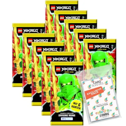 Bundle mit Lego Ninjago Serie 9 Trading Cards - 10 Booster + Exklusive Collect-it Hüllen