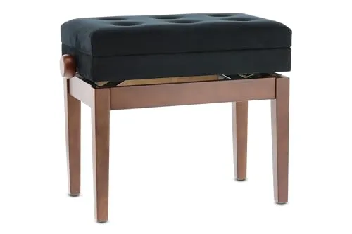 Gewa Klavierbank Pianobank Deluxe - Hochwertige Sitzbank aus Massivholz mit Kunstlederbezug, stufenlos höhenverstellbar von 48 bis 57 cm und bis zu 2 Tonnen belastbar - ideal für Musiker und Klavierliebhaber.