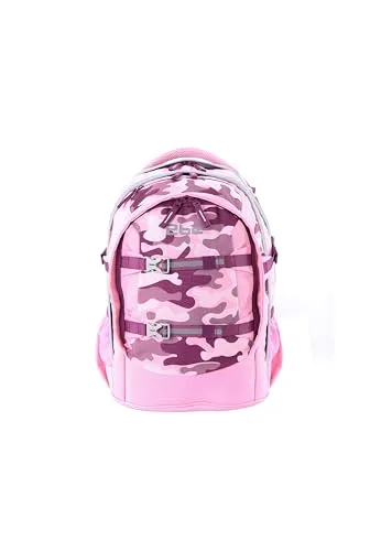 Schulrucksack 2BE Kinder, rosa - Schulranzen mit ergonomischem Rücken, reflektierenden Elementen für Sicherheit und praktische Fächer für Bücher und Laptop. Inklusive integriertem Regenschutz.