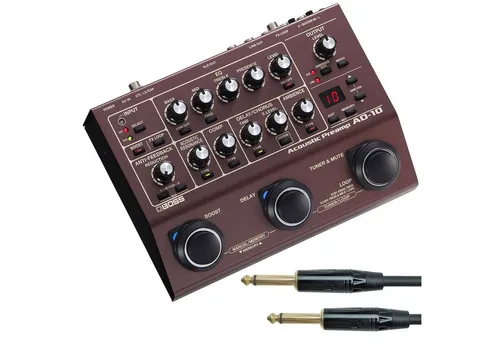 Boss AD-10 Akustikgitarren Effektgerät - All-in-One Preamp mit Effekten und Looper für Akustikgitarre, bietet Acoustic Resonance Technologie für natürlichen Klang und Anti-Feedback Funktion für Live-Performances.