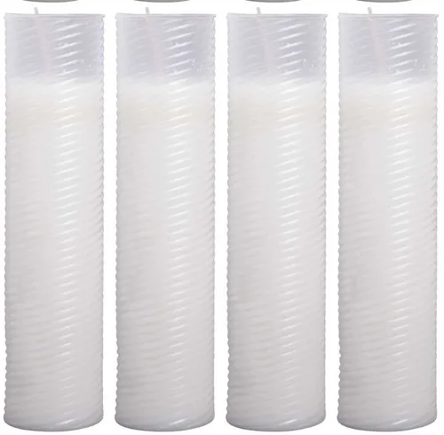 HS Candle Ersatzkerze N5 - 4er Pack Weiß - Kerzen im Glas: 4 Nachfüller für Grableuchten mit ca. 100h Brenndauer, ideal für Grablaternen und Grablampen.