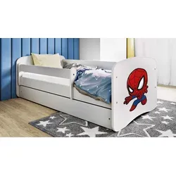 Raumhirsch Kinderbett Spiderman 80x160 cm - Kinderzimmermöbel mit abnehmbarer Schutzschiene für maximale Sicherheit und praktischer Schublade für Stauraum. Inklusive Lattenrost und waschbarer Matratze für optimalen Komfort.