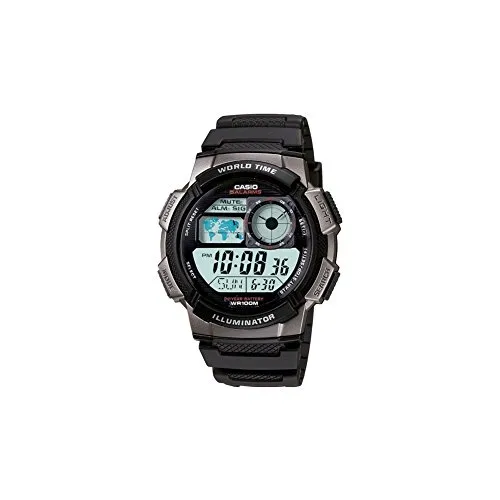 Casio Herren Armbanduhr Digital Quarz Harz AE-1000W-1AVEF - Armbanduhren für Herren mit Weltzeitfunktion, LED Light und wasserdicht bis 10 Bar - ideal für Abenteuer und Alltag.