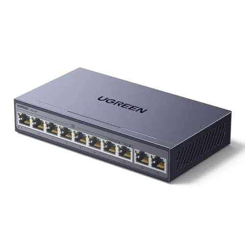 UGREEN 10-Port Gigabit PoE LAN Switch mit 8 PoE-Ports