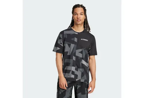 adidas Terrex Herren Multi AOP T-Shirt Größe L, schwarz - T-Shirts Funktion: Vielseitiges Funktionsshirt mit hervorragendem Feuchtigkeitstransport, ideal für Wandern, Laufen und sportliche Aktivitäten.