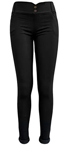 Sockenhimmel Jeans Leggings Damen Jeggings Stretchhose Winter Treggings Skinny (Schwarz, 38-40)