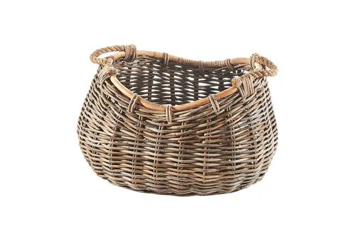 Kobolo Rattankorb oval mit Seilgriff in kubu grey - Dekokorb aus Rattan, handgeflochten und umweltfreundlich, ideal als stilvolle Aufbewahrung für Decken oder Spielzeug und bringt Ordnung in Ihr Zuhause.