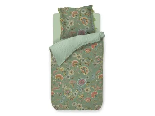 PiP Studio Perkal Bettwäsche Matata Green Flower 155x220 in grün von Pip Studio