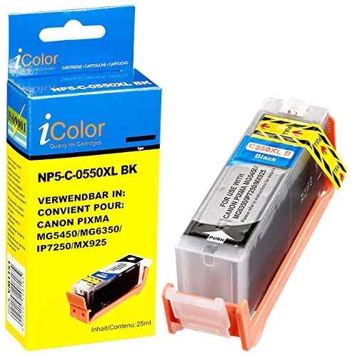 iColor Pixma IP 7250, Canon: Patrone für Canon (ersetzt PGI-550BK XL), Black mit CHIP (Pixma mg 5550, Mx 925, 7200 Series)