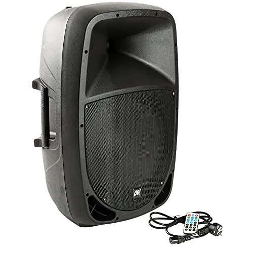 MUSIC STORE GO! 15A Aktiver 2-Wege 15 Zoll Lautsprecher - 700W Endstufe, Integrierter Media Player, Bluetooth, USB/SD-Karten-Slots, 3-Kanal Mixer, 116dB Peak SPL - Ideal für Seminare, Präsentationen,