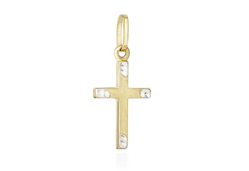 NKlaus Kettenanhänger Kreuz 333 Gelb Gold 8 Karat - Eleganter Kettenanhänger aus 333 Gelbgold, matt und diamantiert, ideal für Damen, Größe 17x10mm, verleiht jedem Outfit einen Hauch von Luxus.