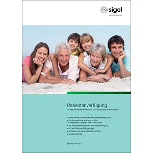 SIGEL Patientenverfügung Formulare PV450 - Rechtssichere Vorsorge - Das SIGEL Vordruck-Set PV450 enthält alles für Ihre Vorsorge: 2 Patientenverfügungen, 1 Betreuungsverfügung und mehr. Mit juristisch geprüften Erläuterungen wird das Ausfüllen zum Kinderspiel.