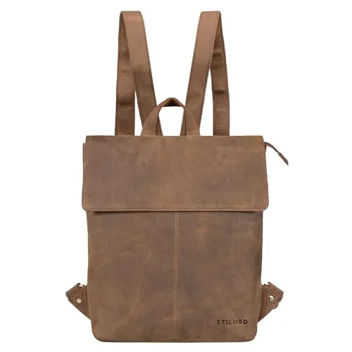 STILORD 'Charlie' Vintage Lederrucksack Braun - Mittelgroßer Daypack für 13,3 Zoll Laptops - Tagesrucksäcke aus echtem Rindsleder, ideal für den täglichen Gebrauch mit viel Stauraum für DIN A4 Dokumente und einen 13,3 Zoll Laptop. Flexibles Tragesystem für Komfort und Stil.