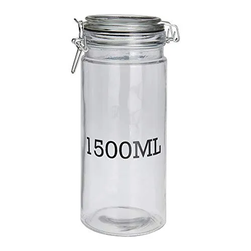 Vorratsgläser für Nudeln, Fassungsvermögen aufgedruckt, luftdichter Einmachglas-Verschluss, glas, 1500ml