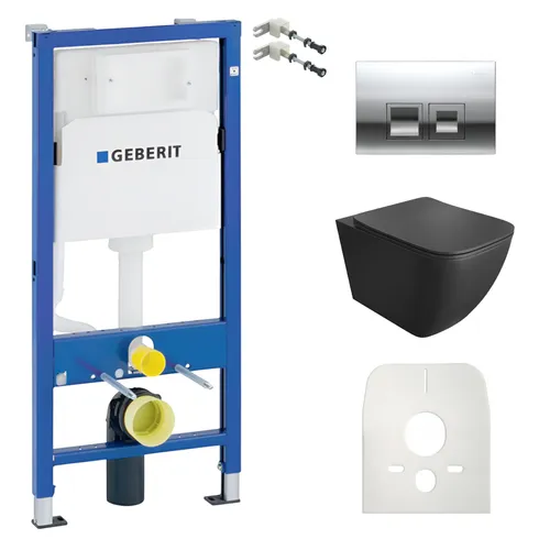 GEBERIT Duofix Basic Vorwandelement + Wand WC Onil Schwarz