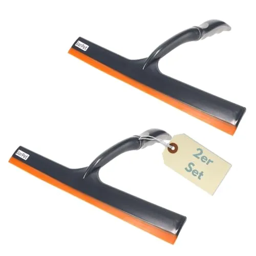 2er Set Glasabzieher mit Silikonlippe 30 cm Abzieher Dusche Duschabzieher Fensterwischer Scheibenwischer Glaswischer Fensterreiniger Fensterabzieher Profi