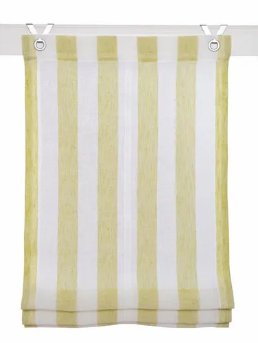 Kutti Raffrollo Bornholm, halbtransparent mit Hakenaufhängung - Raffrollo in grün aus 100% Polyester, ideal für Fenster ohne Bohren. Mit seitlichen Zugschnüren für flexible Raffung und einfache Montage dank Edelstahlhaken.