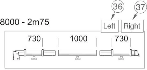 Produktbild Thule Ersatzteil Nr. 1500602164 Klemmprofil rechts Auszug 2,75m 1664531