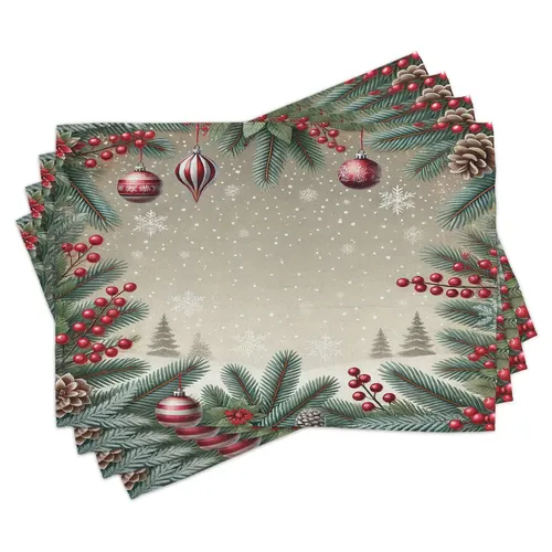 Tischset Platzset 4er Set Winterkiefernblätter Weihnachten