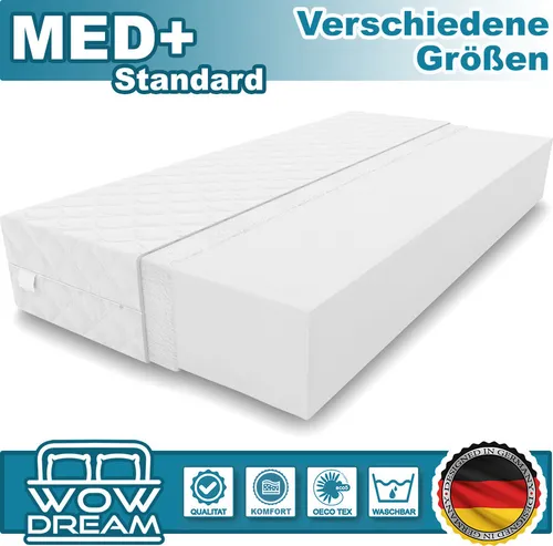 Matratze MED+ Standard 90 x 180 x 10 cm – Hochwertige Kaltschaummatratze mit waschbarem Bezug - Die MED+ Kaltschaummatratze bietet optimalen Schlafkomfort dank atmungsaktivem Material und hypoallergenem Bezug. Ideal für Allergiker und pflegeleicht durch den abnehmbaren, waschbaren Bezug.