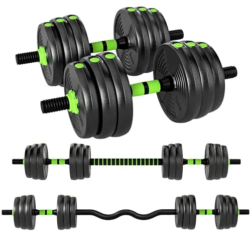SPORTNOW 3-in-1 Hantelset verstellbar 20 KG Kurzhantel Set Kurzhanteln Langhanteln Hanteln Set Dumbbell mit Verbindungsrohr Kurzhantelset für Krafttraining Zuhause Fitnessstudio