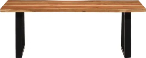 vidaXL Couchtisch mit Eisenbeinen - Eleganter Beistelltisch aus Massivholz Akazie - Beistelltisch fürs Wohnzimmer mit robuster Tischplatte aus massivem Akazienholz und stabilen Eisenbeinen. Die natürliche Baumkante sorgt für eine stilvolle und einzigartige Optik.