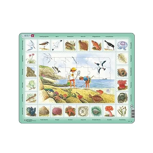 Larsen NA2 Natur Puzzel: Am Meer, Deutsch Ausgabe, Rahmenpuzzle mit 48 Teilen