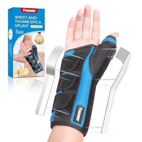 YiYame Handgelenkschiene mit Daumenschiene, Handgelenk Bandagen Sehnenscheidenentzündung, Nachtschlaf Daumenorthese und Handgelenkschiene fur Karpaltunnel, Arthritis, Frakturen, Rechts-S