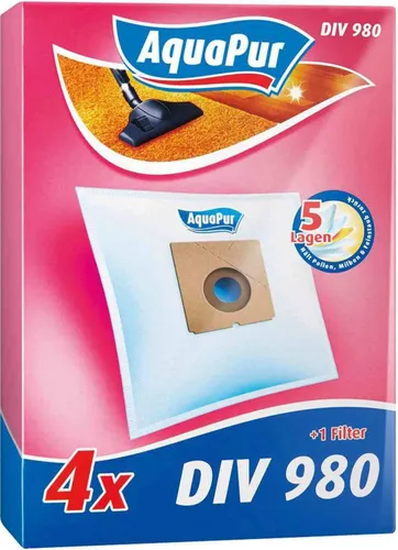 Aquapur Staubsaugerbeutel 4 Tüten + 1 Abluftfilter DIV 980