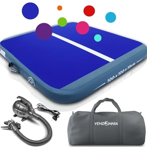 VENDOMNIA Airtrack Matte, 10/20cm hohe aufblasbare Gymnastikmatte in Länge 1/2/3/4/5/6/7/8 m, mit elektrischer Pumpe & Tasche, Tumbling Matte, Turnmatte, Trainingsmatte, Fitnessmatte, Sportmatte,Yoga